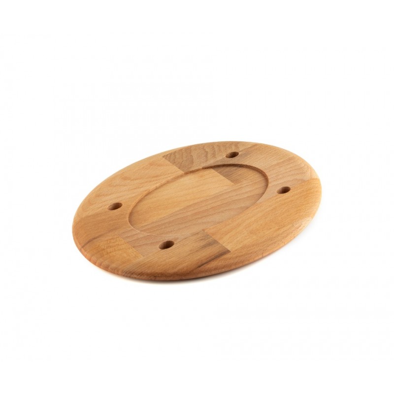Дървена подложка за овална чиния Hosse HSOISK1728, 17х28см - Дървени Подложки за Чугунени Съдове